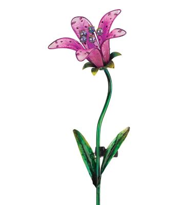 Regal Art & Gift Solar Tiger Lily Stake - Pink