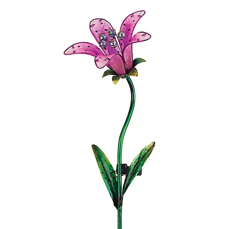 Regal Art & Gift Solar Tiger Lily Stake - Pink