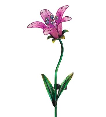 Image showing  Solar Tiger Lily Stake - Pink