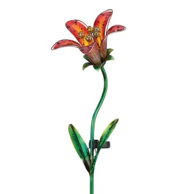 Regal Art & Gift Solar Tiger Lily Stake - Red