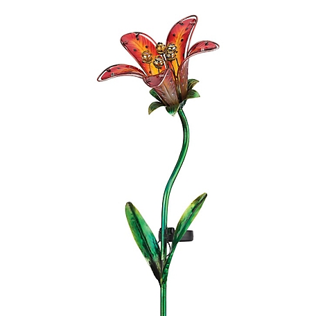 Regal Art & Gift Solar Tiger Lily Stake - Red