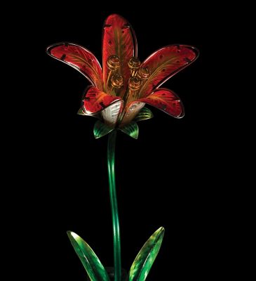 Image showing  33 in. Solar Tiger Lily Stake, Red