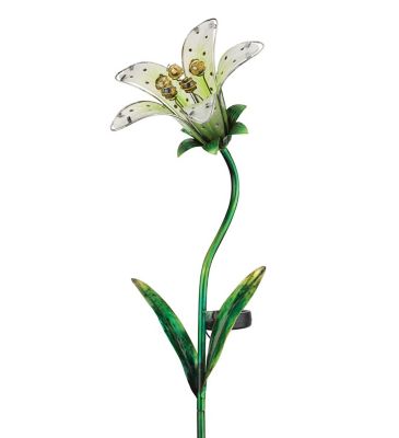 Regal Art & Gift Solar Tiger Lily Stake - White