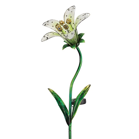 Regal Art & Gift Solar Tiger Lily Stake - White
