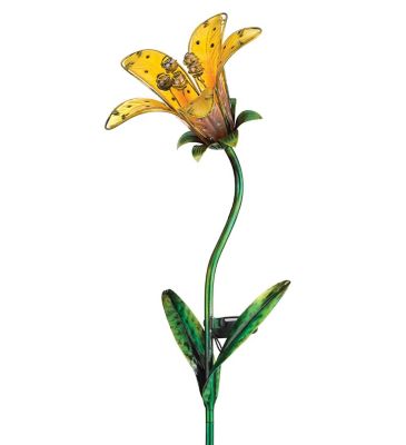 Regal Art & Gift Solar Tiger Lily Stake - Yellow