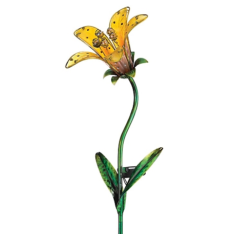 Regal Art & Gift Solar Tiger Lily Stake - Yellow