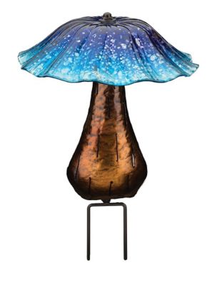 Regal Art & Gift 13.75 in. Solar Toadstool Stake, Blue
