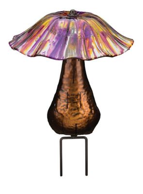 Regal Art & Gift 13.75 in. Solar Toadstool Stake, Purple/Yellow
