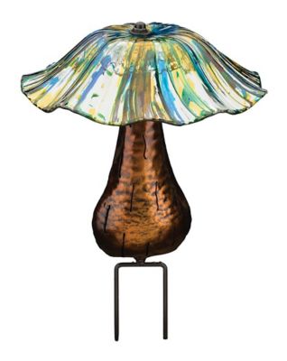 Regal Art & Gift 13.75 in. Solar Toadstool Stake, Blue/Yellow