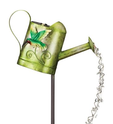 Image showing  35 in. Watering Can Solar Stake, Hummingbird