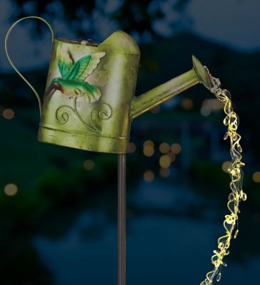 Image showing  35 in. Watering Can Solar Stake, Hummingbird