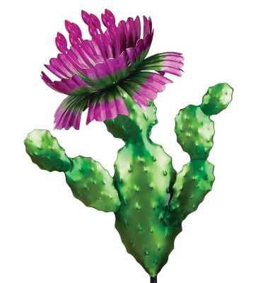 Regal Art & Gift 35.5 in. Prickly Pear Cactus Solar Stake, Pink