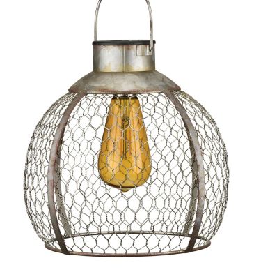 Image showing  20 in. Solar-Powered Edison Round Lantern