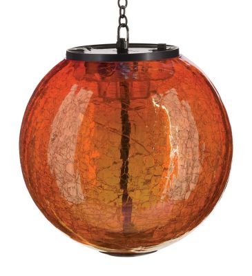 Image showing  16.25 in. Solar-Powered Globe Lantern, Orange