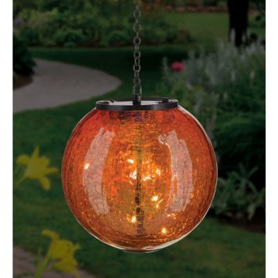 Image showing  16.25 in. Solar-Powered Globe Lantern, Orange