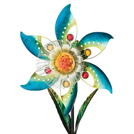 Regal Art & Gift Blossom Solar Spinner Stake - Blue