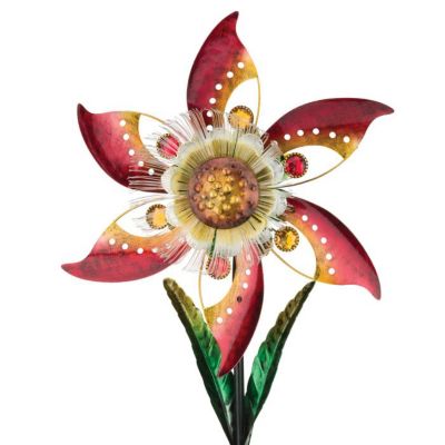 Regal Art & Gift Blossom Solar Spinner Stake - Orange