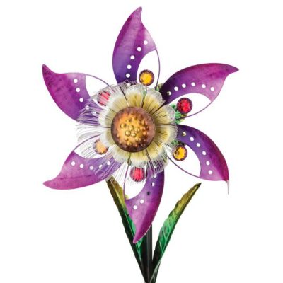 Regal Art & Gift Blossom Solar Spinner Stake - Pink