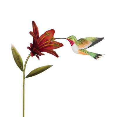 Image showing  44 in. Hummingbird Flower Stakes, Ruby Throated