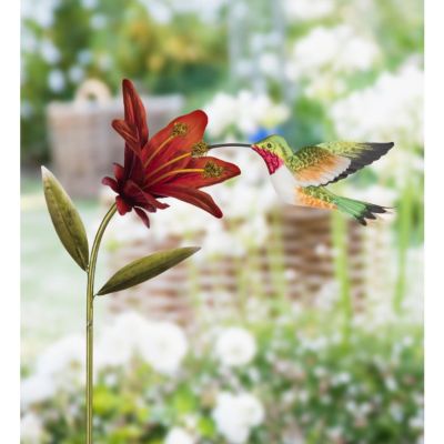 Image showing  44 in. Hummingbird Flower Stakes, Ruby Throated