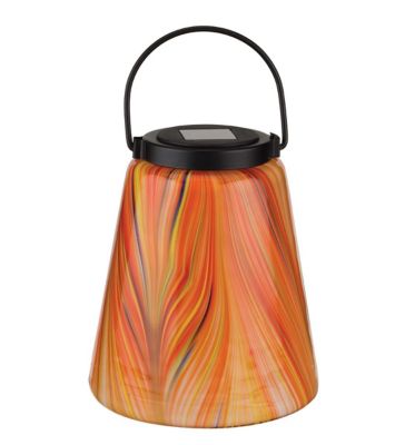 Image showing  9 in. Solar-Powered Swirl Lantern, Orange