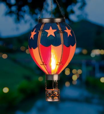 Image showing  Small Solar-Powered Hot Air Balloon Lantern, Americana
