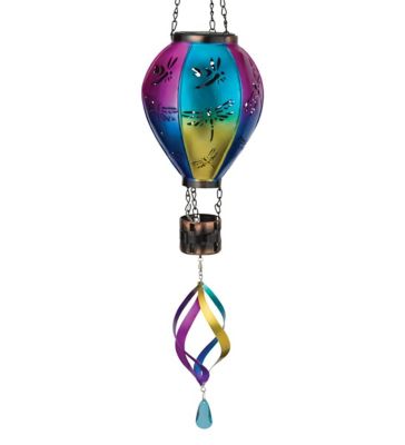 Regal Art & Gift 28.5 in. Solar-Powered Hot Air Balloon Spinner Lantern, Dragonfly