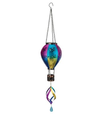 Image showing  28.5 in. Solar-Powered Hot Air Balloon Spinner Lantern, Dragonfly