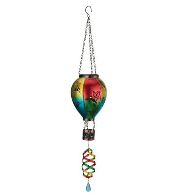 Image showing  28.5 in. Solar-Powered Hot Air Balloon Spinner Lantern, Hummingbird
