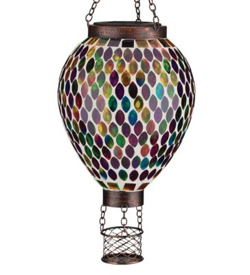 Regal Art & Gift 15 in. Solar-Powered Mosaic Hot Air Balloon Lantern, Multicolor