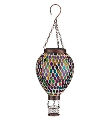 Image showing  15 in. Solar-Powered Mosaic Hot Air Balloon Lantern, Multicolor