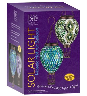Image showing  15 in. Solar-Powered Mosaic Hot Air Balloon Lantern, Multicolor