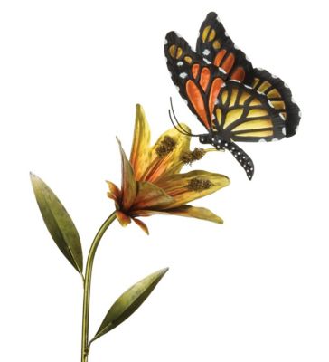 Regal Art & Gift Butterfly Flower Stake - Orange