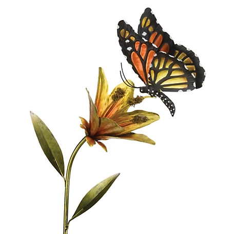 Regal Art & Gift Butterfly Flower Stake - Orange