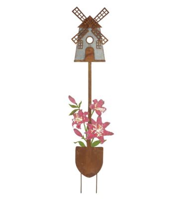 Image showing  46 in. Rustic Birdhouse Stake, Windmill