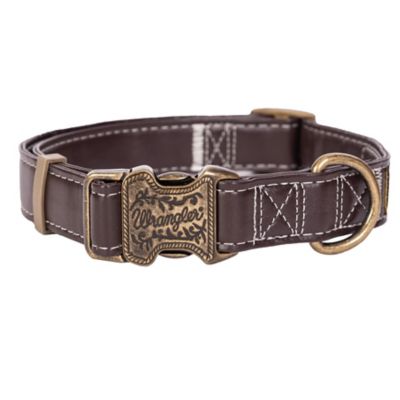 Image showing  Leather-Look Dog Collar with Gold Buckle