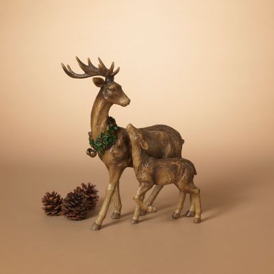 GIL Traditional Christmas Reindeer Decor with Baby Tabletop Accent