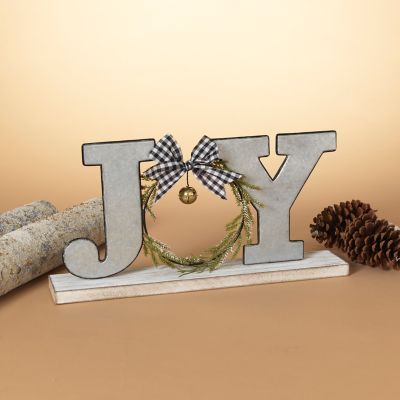 GIL Farmhouse Joy Wood and Metal Tabletop Christmas Decor Sign