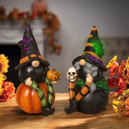 GIL 7.8 in Illuminating Resin Halloween Gnome Set of 2 Indoor Halloween Home Accents