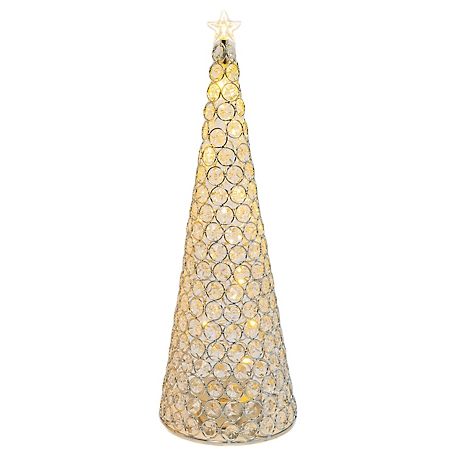 GIL Elegant Glam Holiday Silver Lighted Jewel Cone Christmas Tree