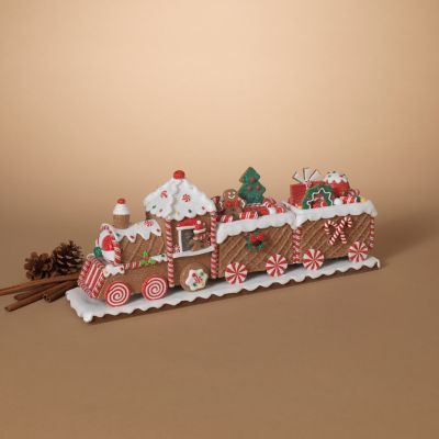 GIL 19.5 in. L Whimsical Gingerbread Christmas Train Tabletop Accent