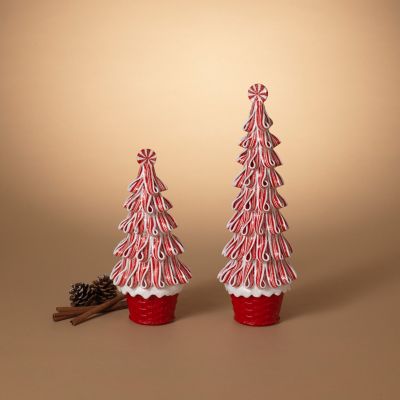 GIL Whimsical Traditional Peppermint Ribbon Christmas Candy Trees