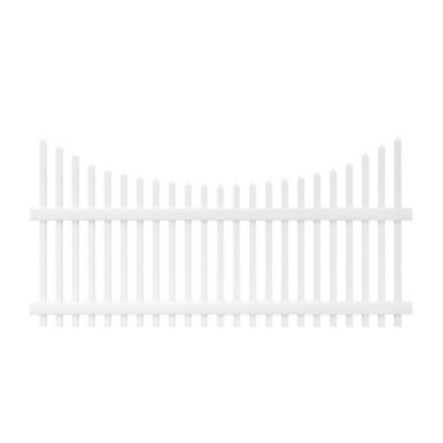 Outdoor Essentials Chatham 4 ft. x 8 ft. White Vinyl Scalloped Spaced Picket Fence Panel, 128005