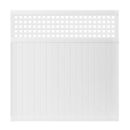 Outdoor Essentials Lewiston 6 ft. x 6 ft. White Vinyl Square Lattice Top Fence Panel, 244550