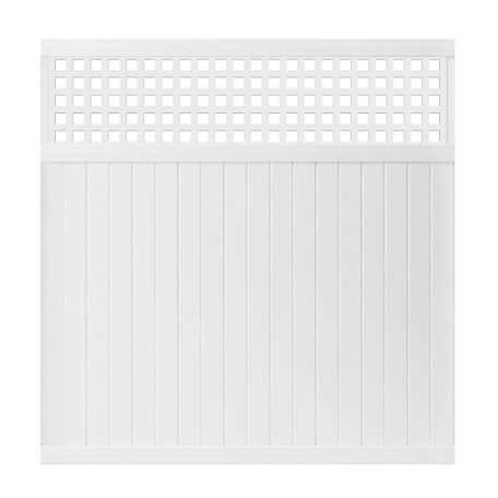 Outdoor Essentials Lewiston 6 ft. x 6 ft. White Vinyl Square Lattice Top Fence Panel, 244550