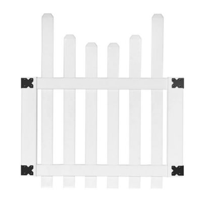 Outdoor Essentials Glendale 4 ft. x 42 in. White Vinyl Scalloped Dog Ear Spaced Picket Gate, 181986