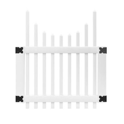 Outdoor Essentials Chatham 4 ft. x 42 in. White Vinyl Scalloped Spaced Picket Gate, 181983