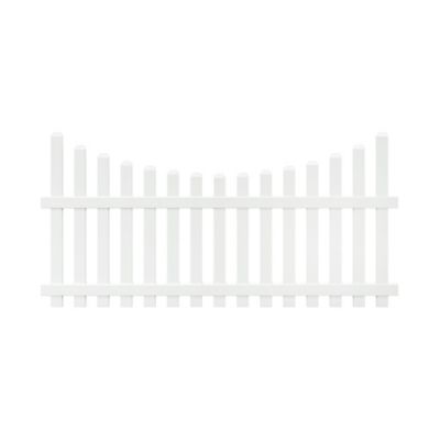 Outdoor Essentials Glendale 4 ft. x 8 ft. White Vinyl Scalloped Dog Ear Spaced Picket Fence Panel, 153150