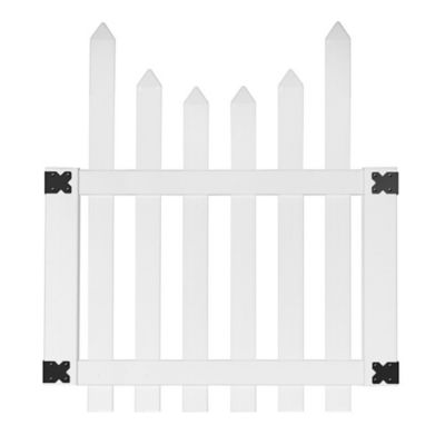 Outdoor Essentials Glendale 4 ft. x 42 in. White Vinyl Scalloped Pointed Spaced Picket Gate, 181985