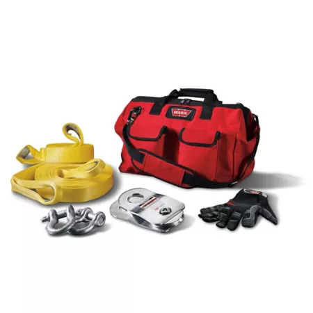 Warn Recovery Kit with Red Equipment Bag Tie Down Anchors